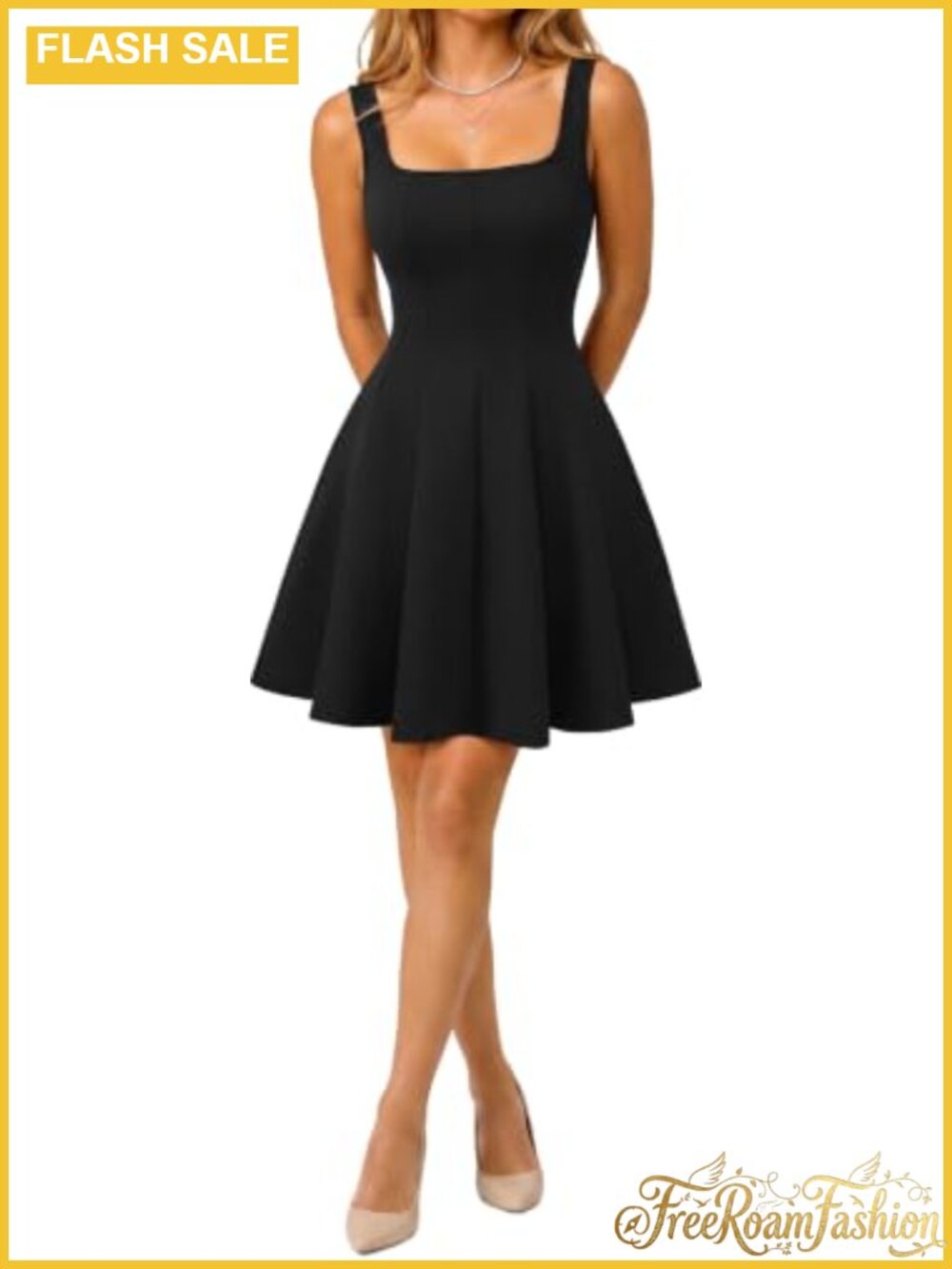 Square Neck Sleeveless A-Line Short Homecoming Cocktail Party Dress